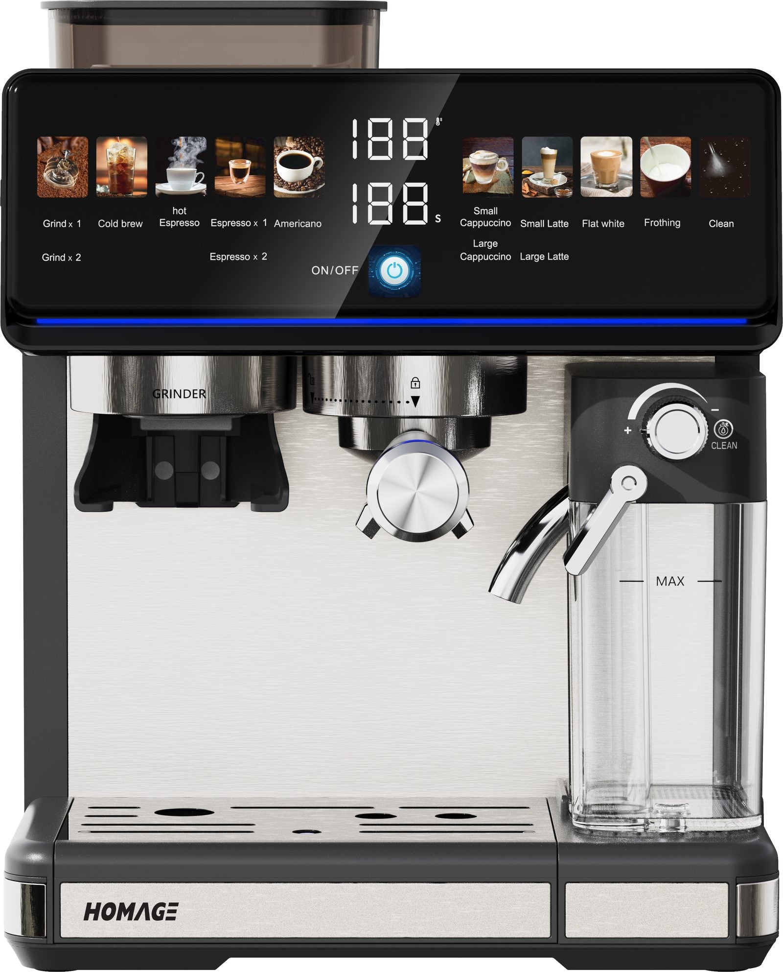 Homage HCM-26A28 Coffee Maker — front view | Homage HCM-26A28 Bean-to-Cup Coffee Maker 2.6L | ShandaarBuy