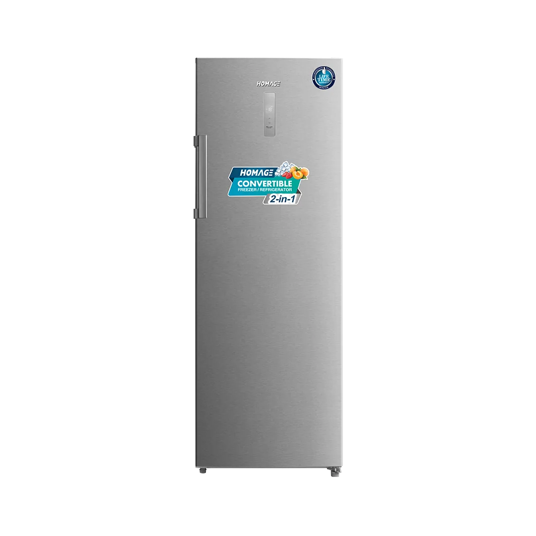 Homage HCF-2501V Convertible Vertical Freezer – Silver front view