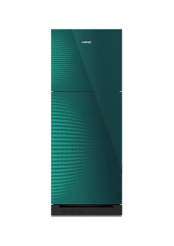 Homage HRF-47552 New Crystal Glass Door 15 Cu Ft Refrigerator – Green Glass front view