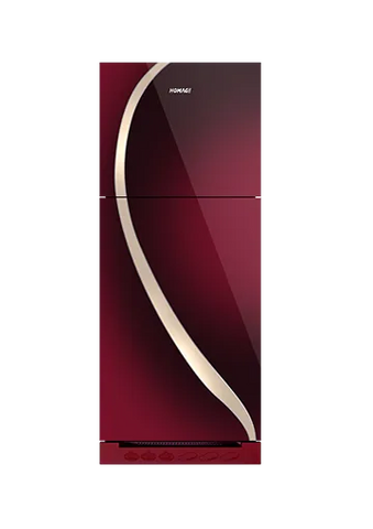 Homage HRF-47552 New Crystal Glass Door 15 Cu Ft Refrigerator – Maroon Glass front view