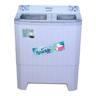 Homage HWM-49112 SAG 11kg twin tub washing machine with glass flower-pattern lid, reference photo of the Blue Flower version