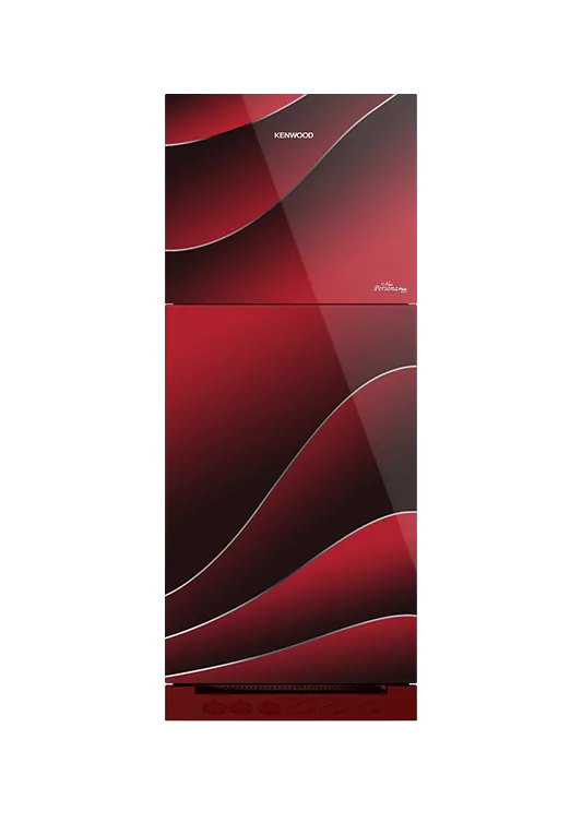 Kenwood KRF-22257 New Persona Plus Glass Door 9 Cu Ft Refrigerator – Maroon Glass front view