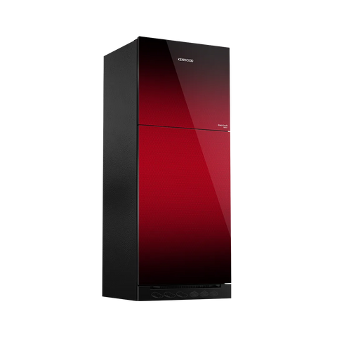 Kenwood KRF-23357 Inverter Glass Door 11 Cu Ft Refrigerator – Maroon Glass angle view