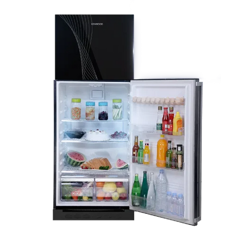 Kenwood KRF-23357 New Persona Plus Glass Door 11 Cu Ft Refrigerator – Black Glass angle view