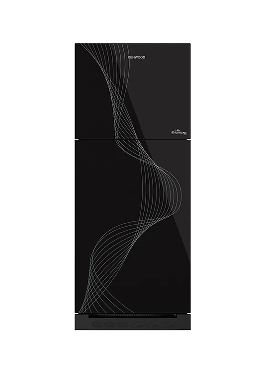 Kenwood KRF-24457 New Persona Plus Glass Door 13 Cu Ft Refrigerator – Black Glass front view