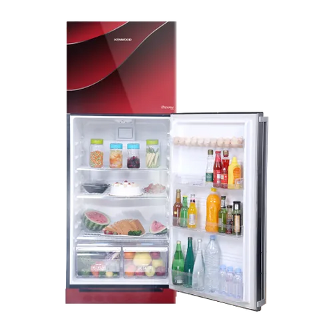 Kenwood KRF-24457 New Persona Plus Glass Door 13 Cu Ft Refrigerator – Maroon Glass angle view
