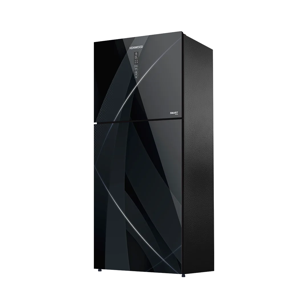 Kenwood KRF-24557 Smart Inverter Glass Door 13 Cu Ft Refrigerator – Black Glass front view