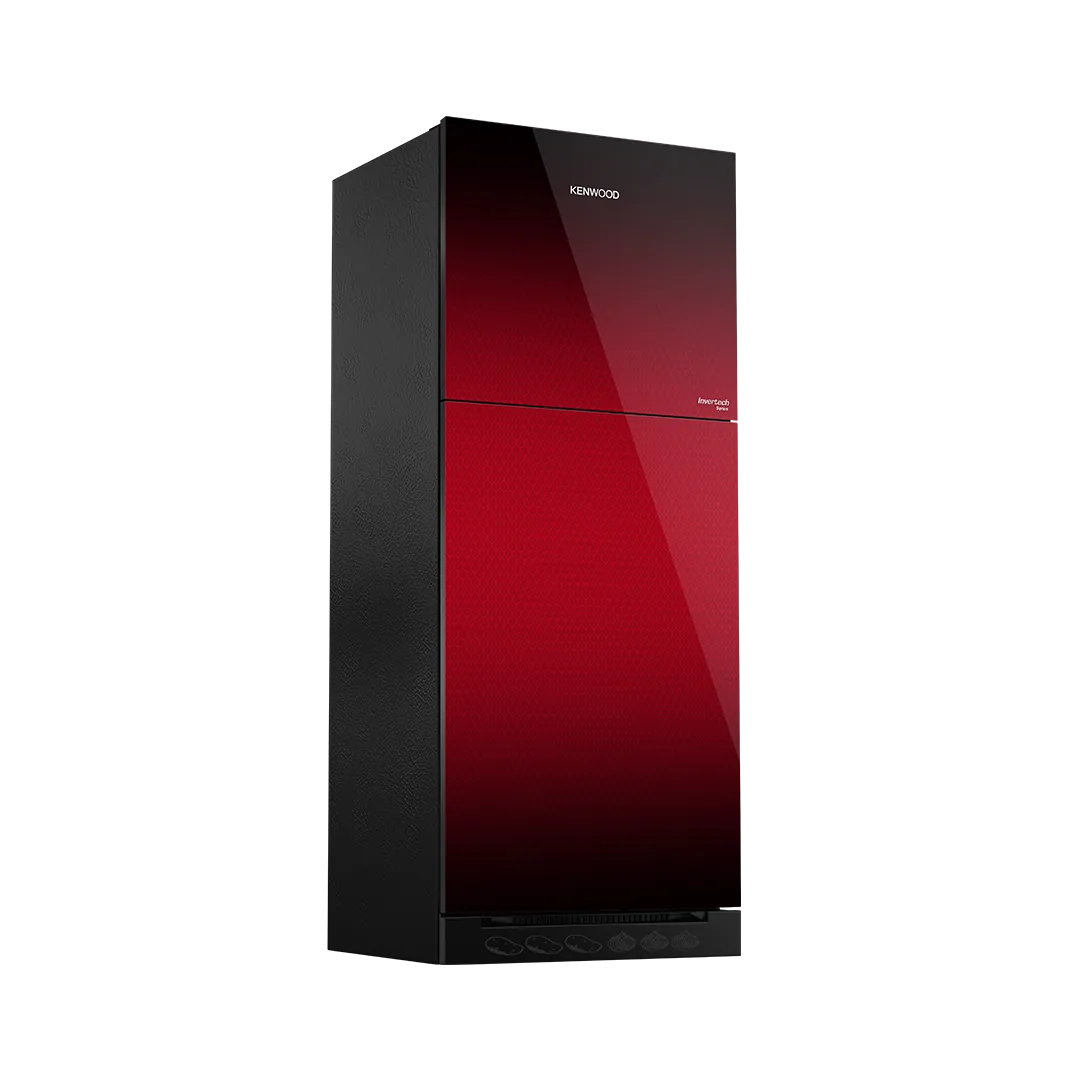 Kenwood KRF-25557 Inverter Glass Door 15 Cu Ft Refrigerator – Maroon Glass angle view