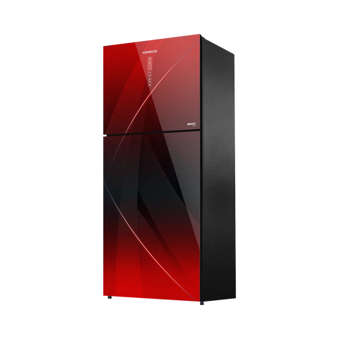 Kenwood KRF-25657 Smart Inverter Glass Door 16 Cu Ft Refrigerator – Maroon Glass side view