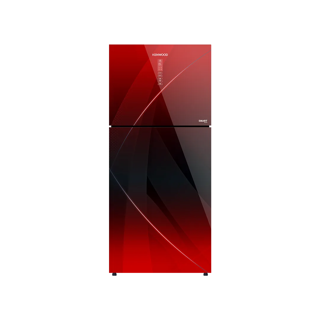 Kenwood KRF-26757 Smart Inverter Glass Door 17 Cu Ft Refrigerator – Maroon Glass front view