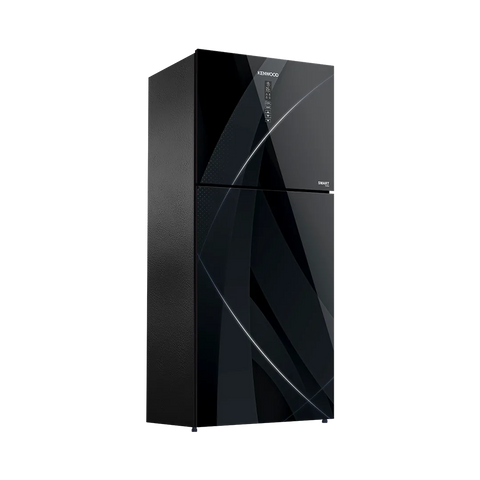 Kenwood KRF-27857 Smart Inverter Glass Door 20 Cu Ft Refrigerator – Black Glass angle view