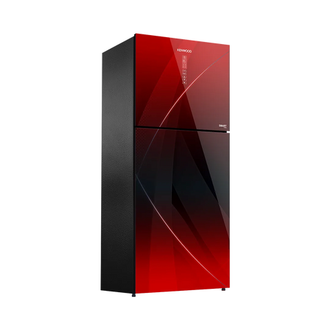 Kenwood KRF-27857 Smart Inverter Glass Door 20 Cu Ft Refrigerator – Maroon Glass angle view