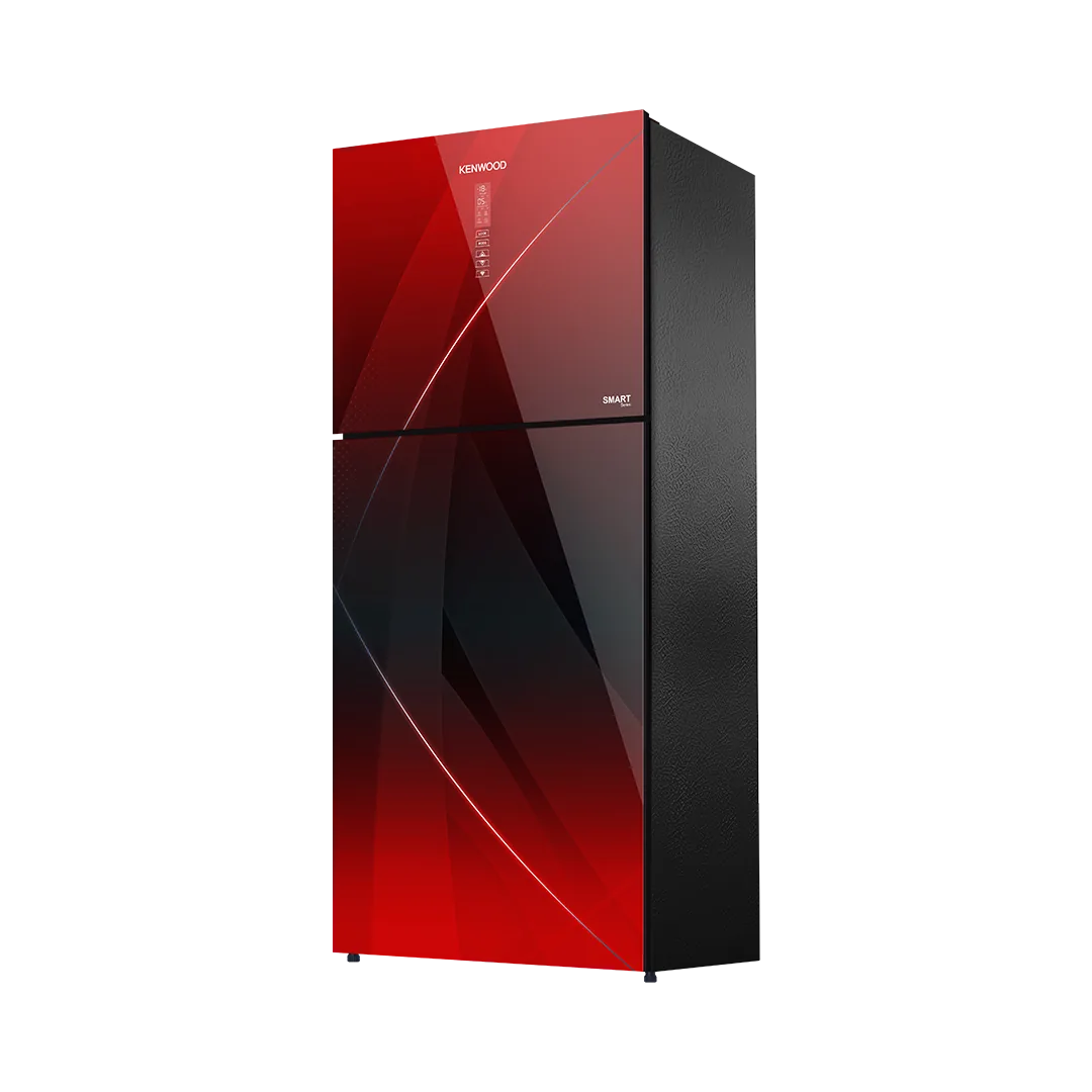 Kenwood KRF-27857 Smart Inverter Glass Door 20 Cu Ft Refrigerator – Maroon Glass side view