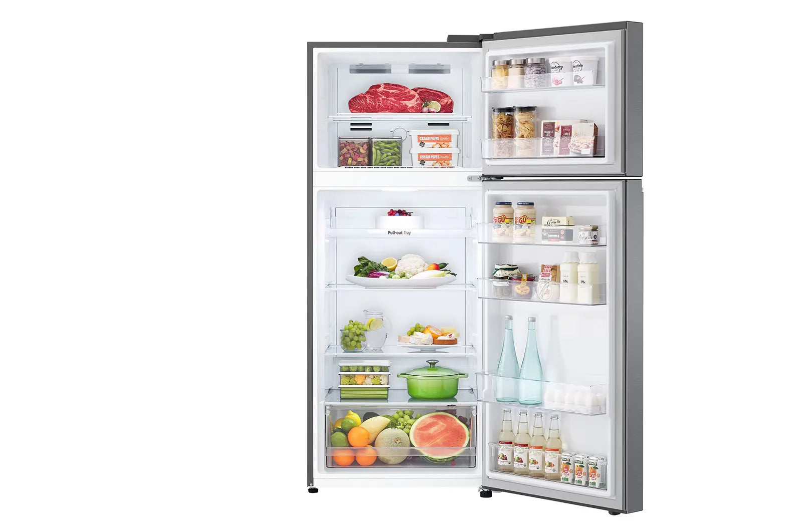 LG GN-B472PQMB 375L Top Mount Refrigerator – Dark Graphite Steel open view
