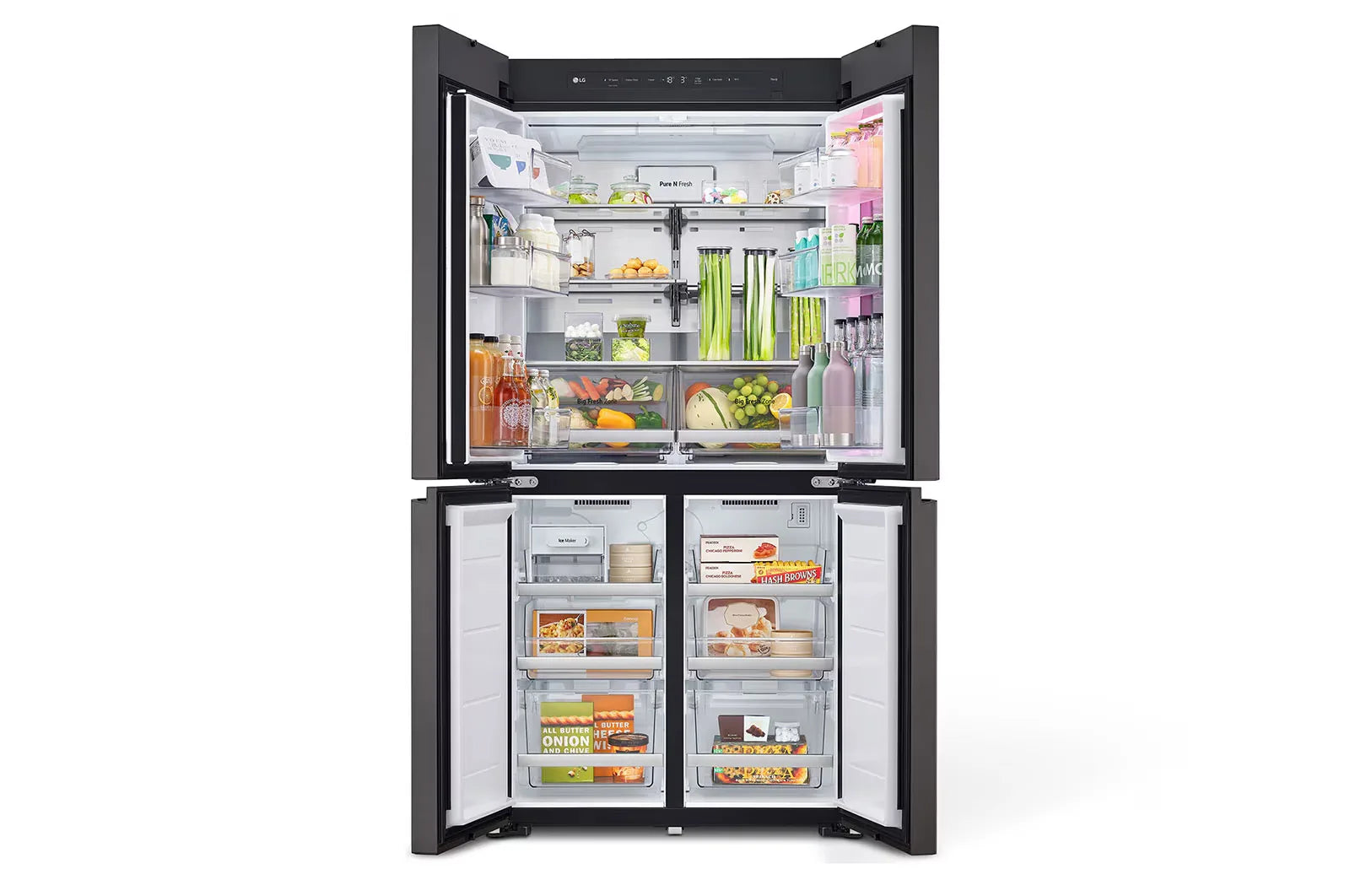 LG GR-A34FDMKB 617L French Door Refrigerator – MoodUP LED Doors open view