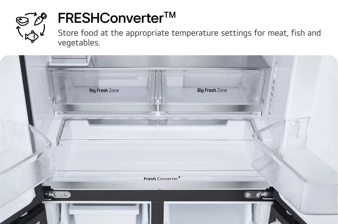 LG GR-B30FFGPB 611L French Door Refrigerator – Black Glass detail view