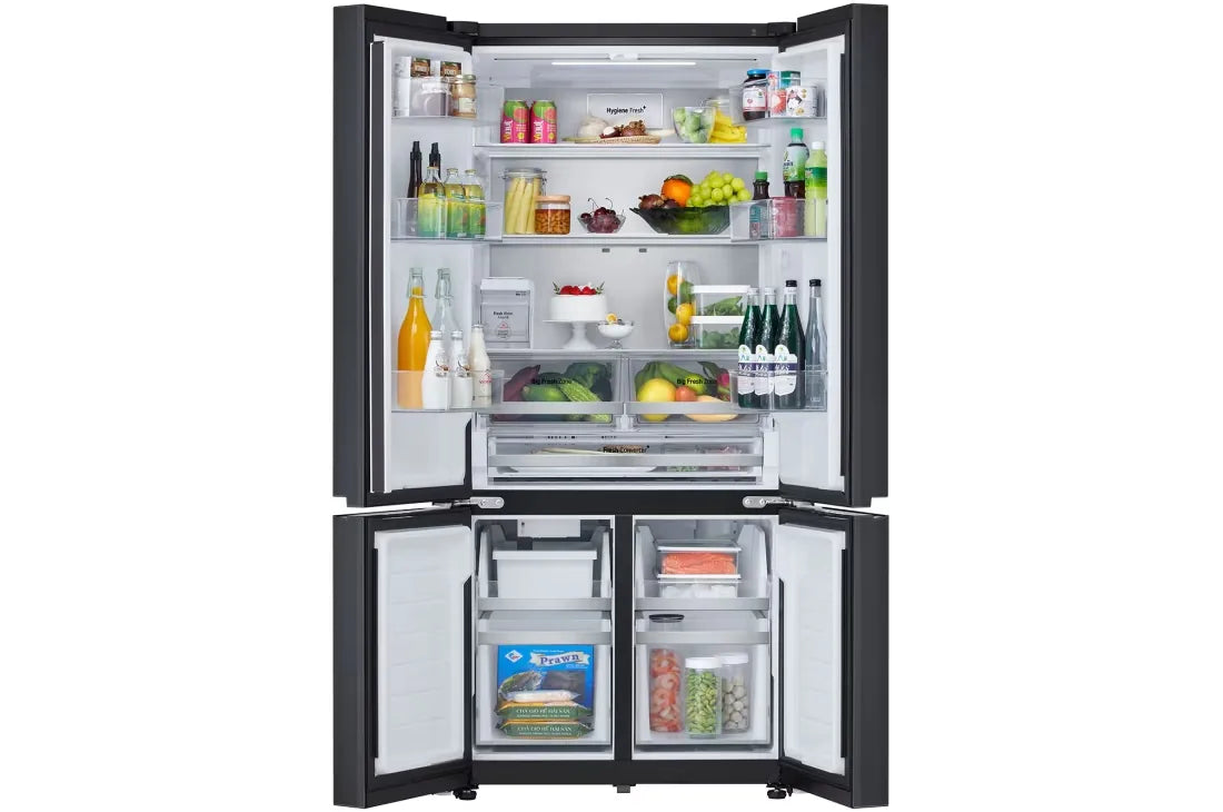 LG GR-B30FFGPB 611L French Door Refrigerator – Black Glass open view