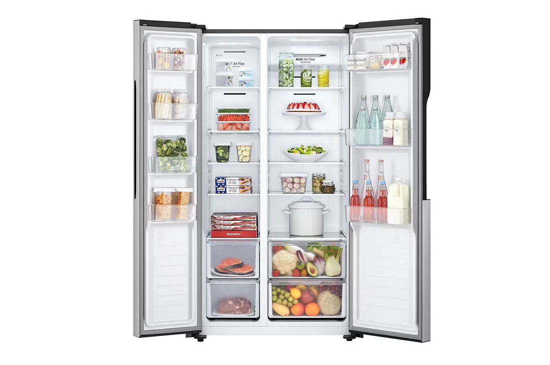LG GR-FB587PQAM 509L Side-by-Side Refrigerator – Silver open view