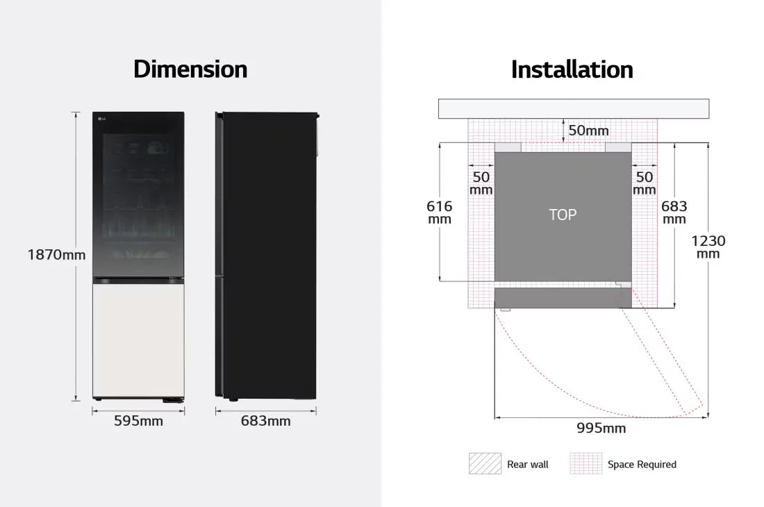LG GR-V479QGKW 349L Bottom Freezer Refrigerator – Beige Glass close up