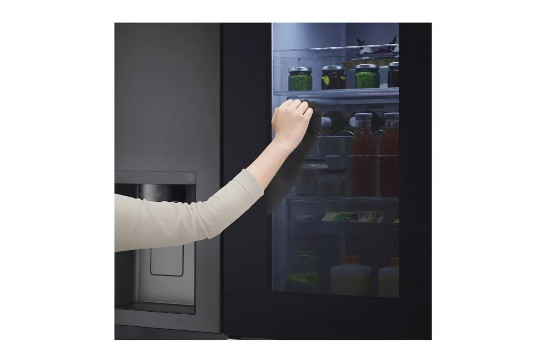 LG GR-X267CQEW 635L InstaView Side-by-Side Refrigerator – Matte Black angle view