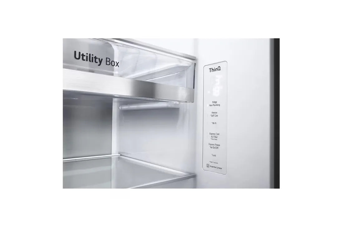 LG GR-X267CQEW 635L InstaView Side-by-Side Refrigerator – Matte Black interior view