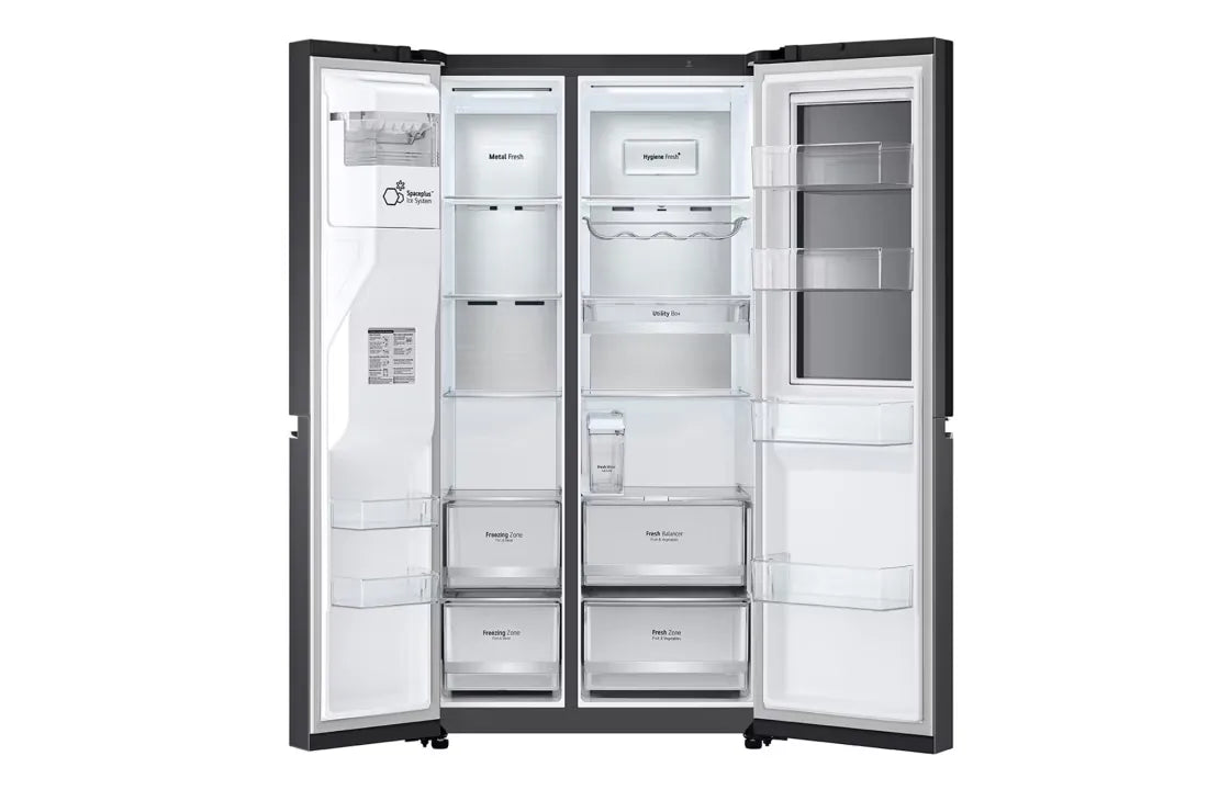 LG GR-X267CQEW 635L InstaView Side-by-Side Refrigerator – Matte Black open view