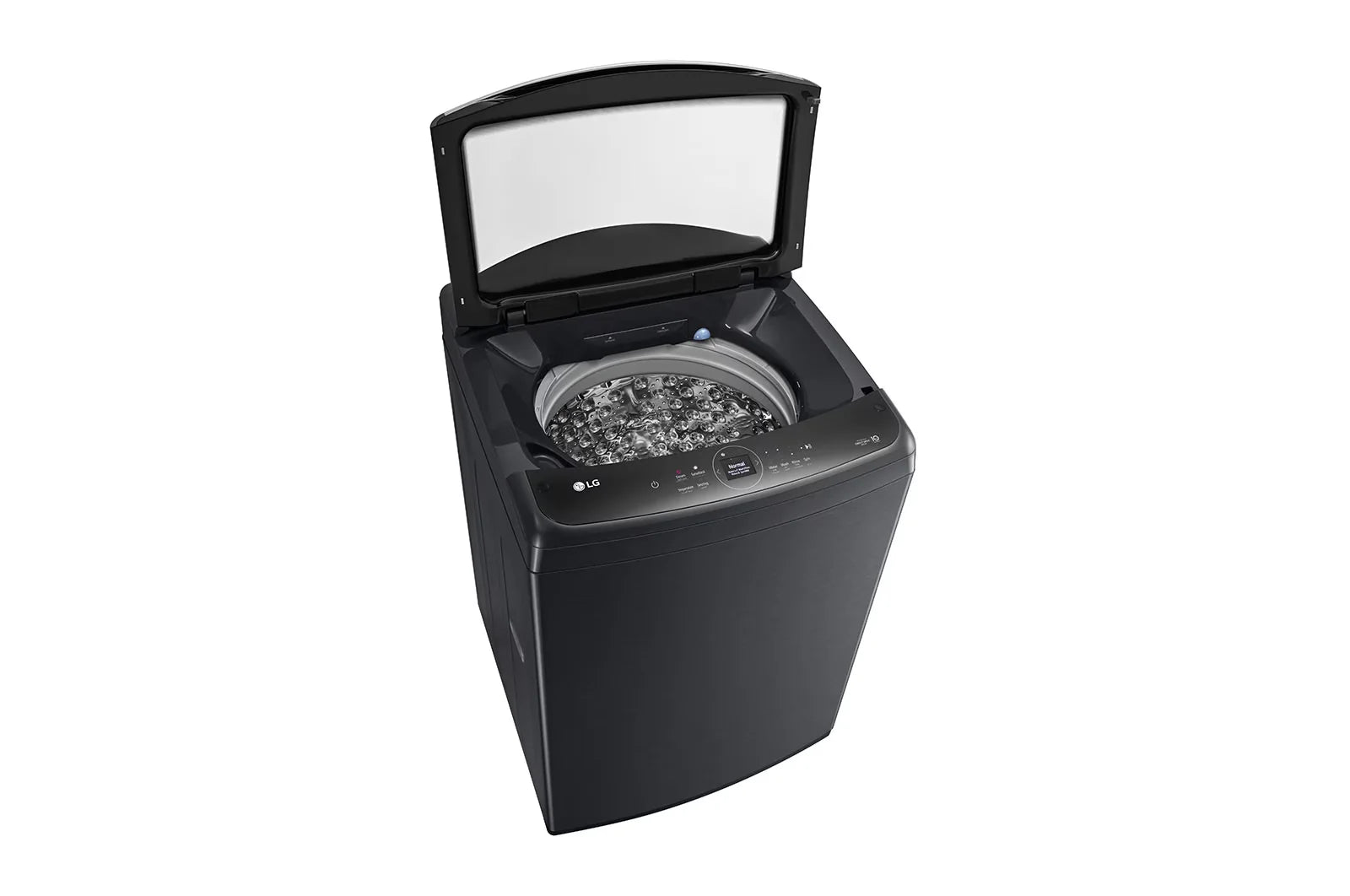 LG 25kg Top Load Washing Machine T25H9EFHTP - lid open, three-quarter view
