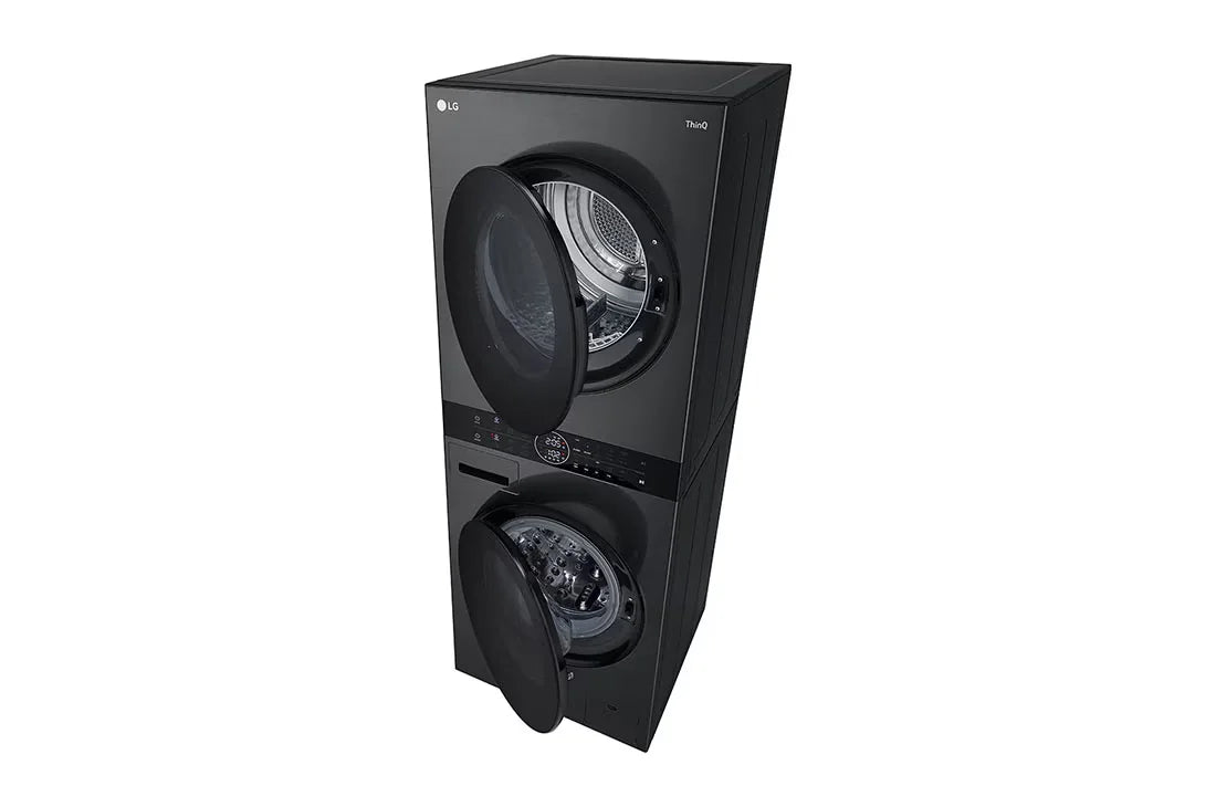 LG 12/10kg WashTower Washer Dryer W4W8BVKKZHM - angled view