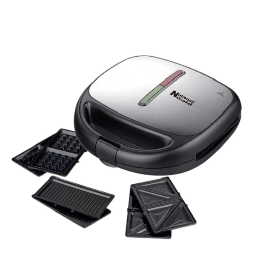 National Gold 680 Sandwich Maker — front view | National Gold 680 3-in-1 Sandwich Waffle & Grill Maker | ShandaarBuy