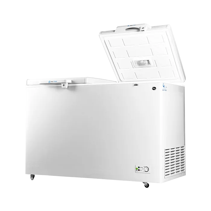 PEL PDF 70-155 APF 410L Twin Door Arctic Pro Deep Freezer – White open view