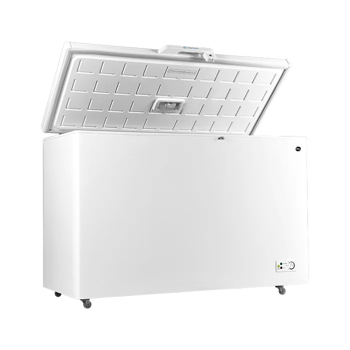 PEL PDIN 70-130 Arctic InverterOn 370L Single Door Inverter Deep Freezer – White angle view