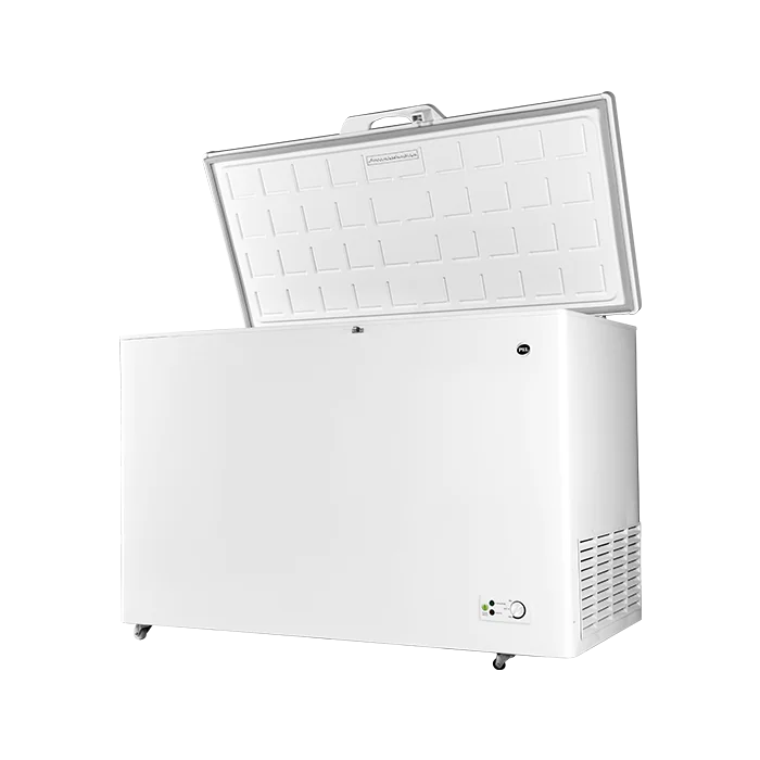 PEL PDIN 70-150 Arctic InverterOn 410L Single Door Inverter Deep Freezer – White interior view