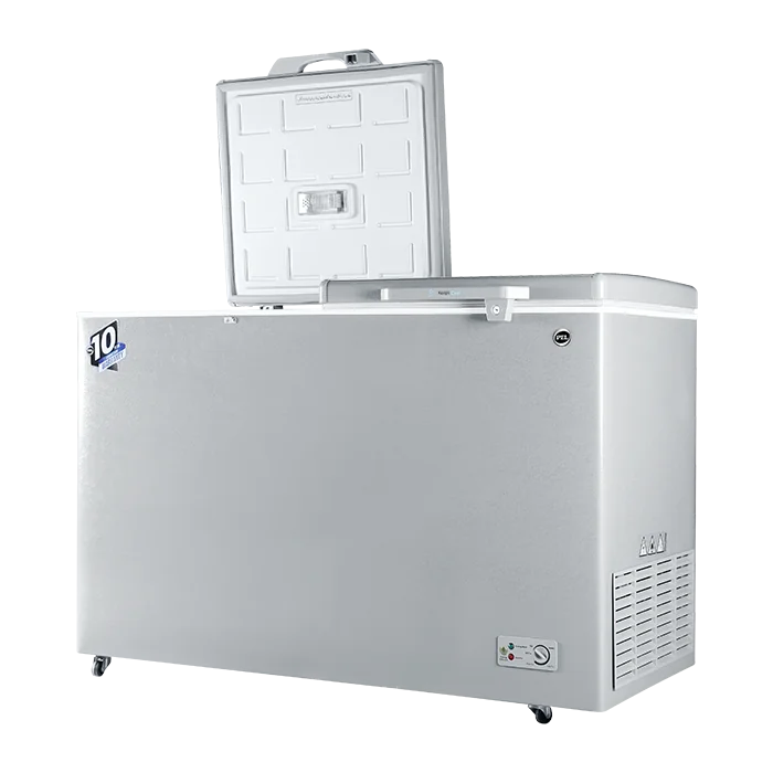 PEL PDIN 70-155 Arctic InverterOn 410L Twin Door Inverter Deep Freezer – Light Grey open view