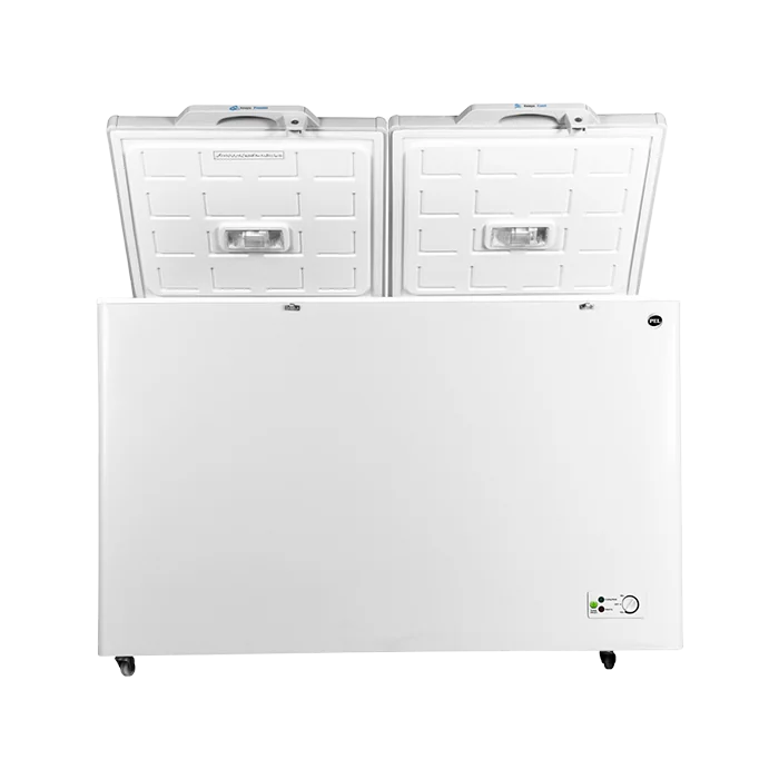 PEL PDIN 70-155 Arctic InverterOn 410L Twin Door Inverter Deep Freezer – White interior view