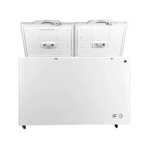 PEL PDIN 70-155 Arctic InverterOn 410L Twin Door Inverter Deep Freezer – White interior view