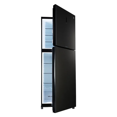 PEL PRDTUINVO-21970 Digitron Ultra Inverter Curved Glass Door Refrigerator 382L – Silver Strip Grey angle view