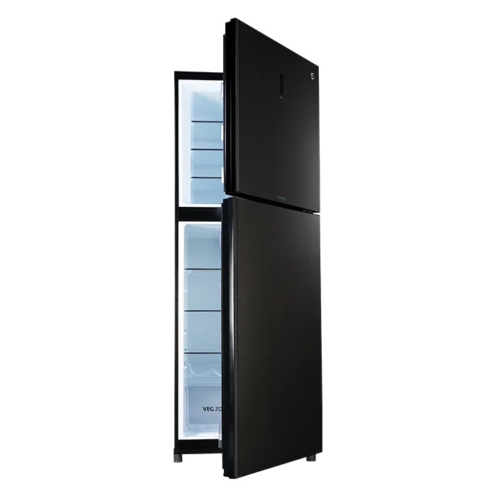 PEL PRDTUINVO-21970 Digitron Ultra Inverter Curved Glass Door Refrigerator 382L – Silver Strip Grey interior view