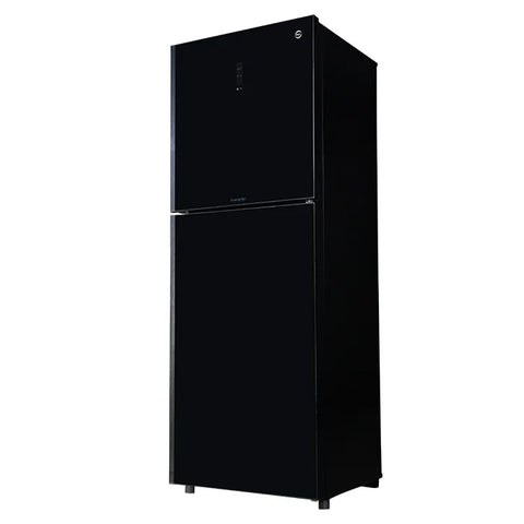PEL PRDTUINVO-6370 Digitron Ultra Inverter Curved Glass Door Refrigerator 310L – Silver Strip Black side view