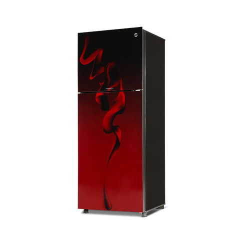 PEL PRINVOFGD-6370 InverterOn Flat Glass Door Refrigerator 310L – Maroon Blaze open view