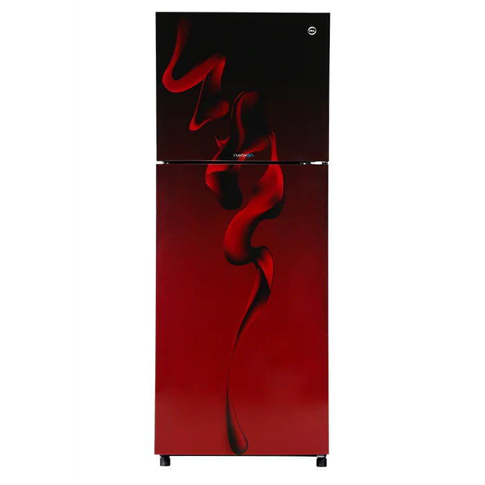PEL PRINVOFGD-6470 InverterOn Flat Glass Door Refrigerator 334L – Maroon Blaze front view