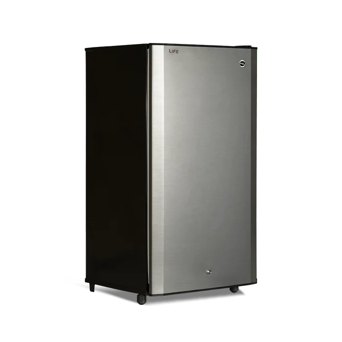 PEL PRLP-1100 Life Pro Refrigerator 110L – Brushed Metallic Grey angle view