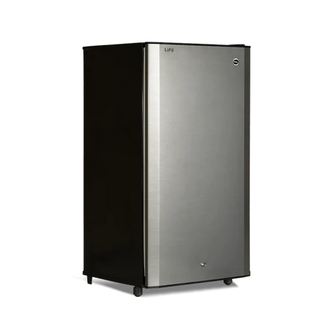 PEL PRLP-1100 Life Pro Refrigerator 110L – Brushed Metallic Grey angle view