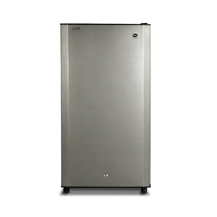 PEL PRLP-1100 Life Pro Refrigerator 110L – Brushed Metallic Grey front view