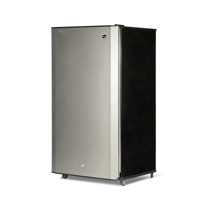 PEL PRLP-1400 Life Pro Refrigerator 140L – Brushed Metallic Grey open view