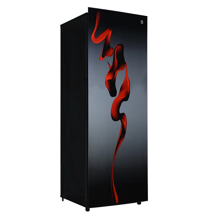 PEL PVFINV 7D 281L Inverter Glass Door Vertical Deep Freezer – Hazel Red Blaze angle view