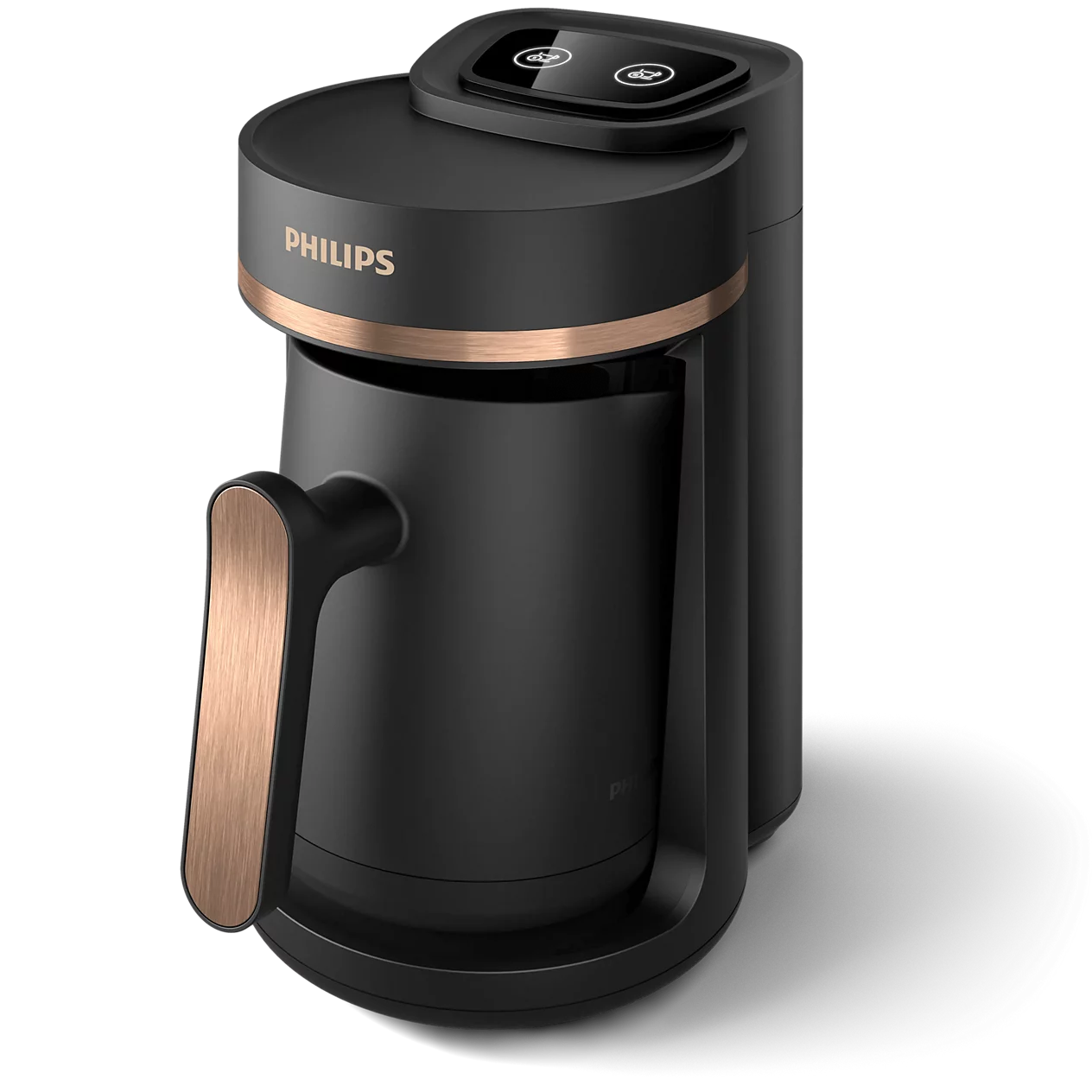 Philips 5000 Series Turkish Coffee Maker black and copper finish studio angle view