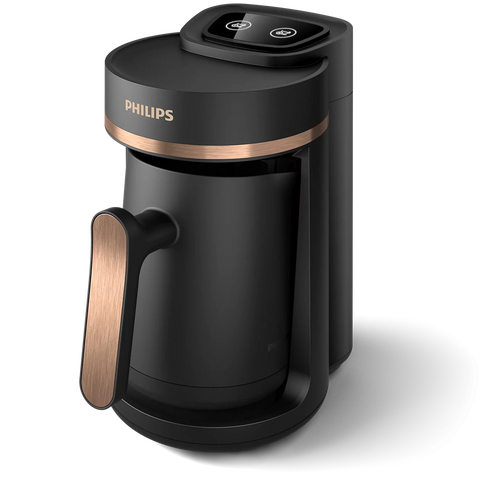 Philips 5000 Series Turkish Coffee Maker black and copper finish studio angle view