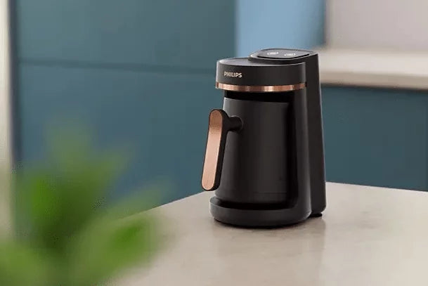 Philips 5000 Series Turkish Coffee Maker placed on a kitchen counter in a home setting