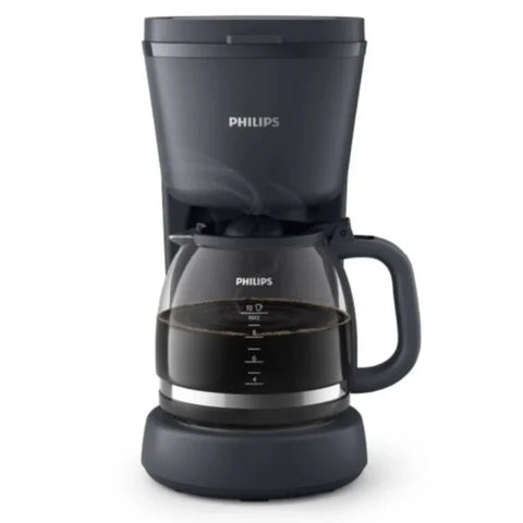 Philips black drip coffee maker with glass jug front view
