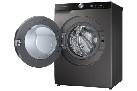 Samsung WD11TP34DSX/FQ washer dryer combo with door open, three-quarter view